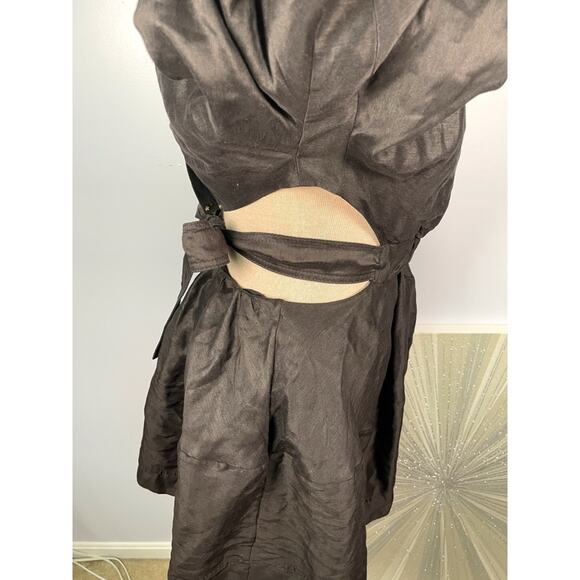 Aje Mimosa Puff Sleeve Cutout Black Onyx Mini Dress Size 6 - Picture 8 of 12